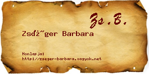 Zséger Barbara névjegykártya