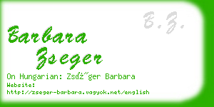 barbara zseger business card